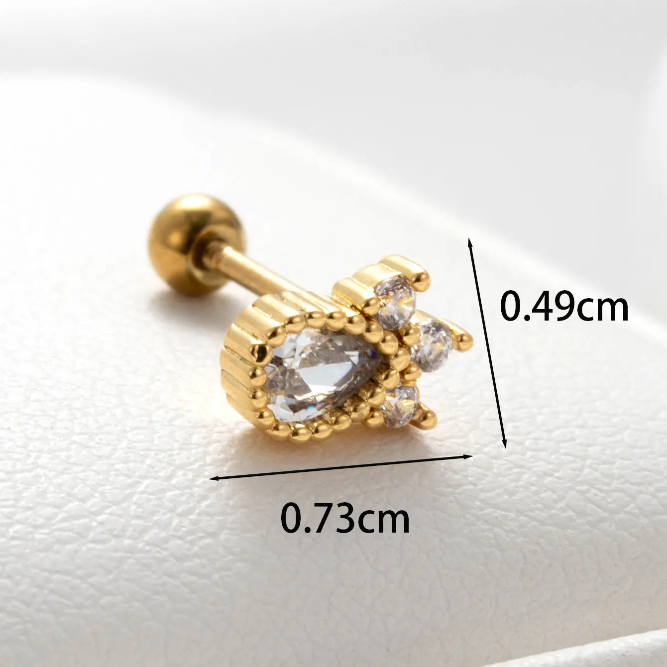 1 Piece Simple Series Copper  Gold Color Zircon Women's Stud Earrings h5 